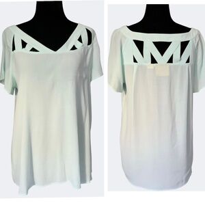 Anthropologie Maeve Mint Green Aqua Lattice Pull On Shirt Sleeve Tank Blouse 4